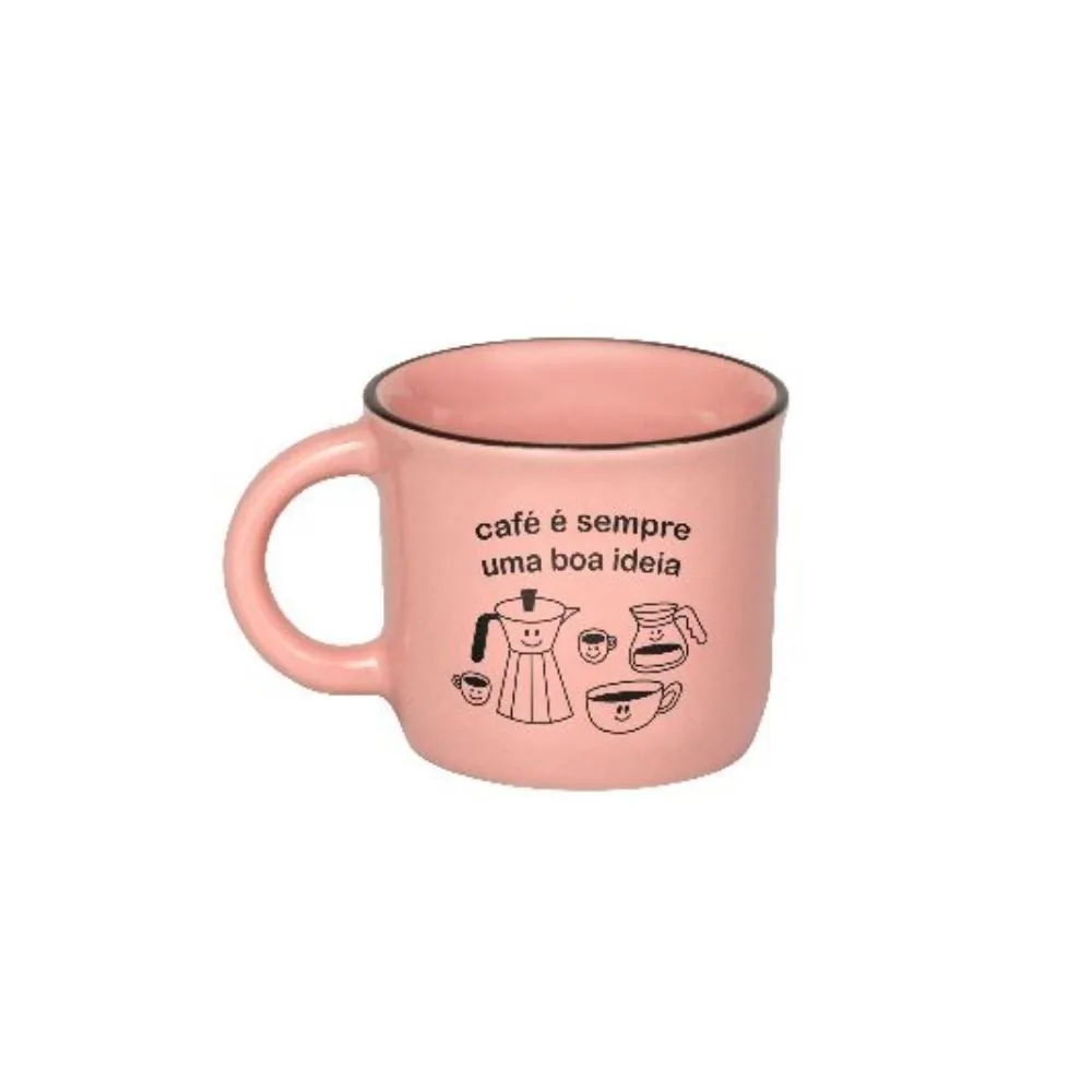 Caneca de Cerâmica Vintage Estampada 60Ml - Café