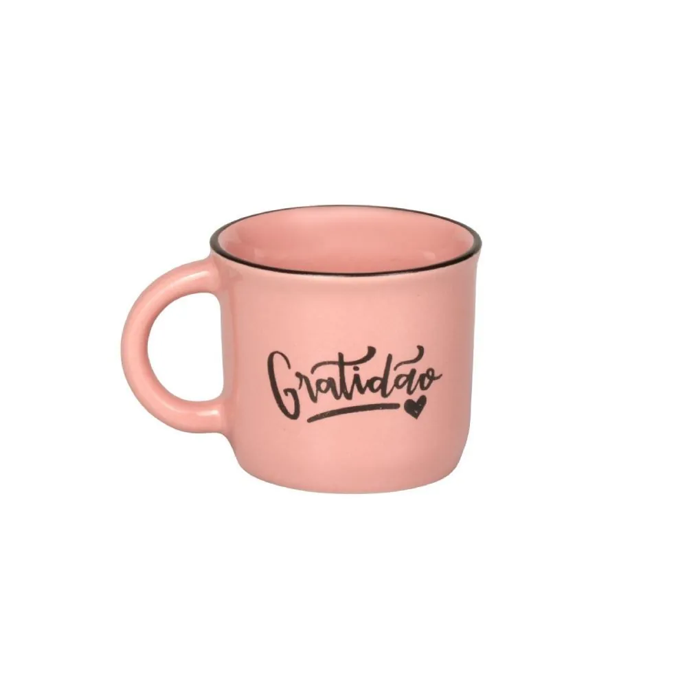 Caneca de Cerâmica Vintage Estampada 60Ml - Gratidão
