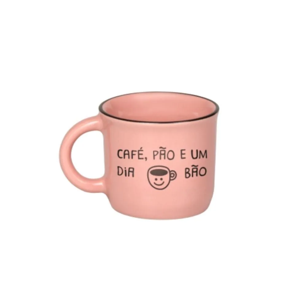 Caneca de Cerâmica Vintage Estampada 60Ml - Rosa