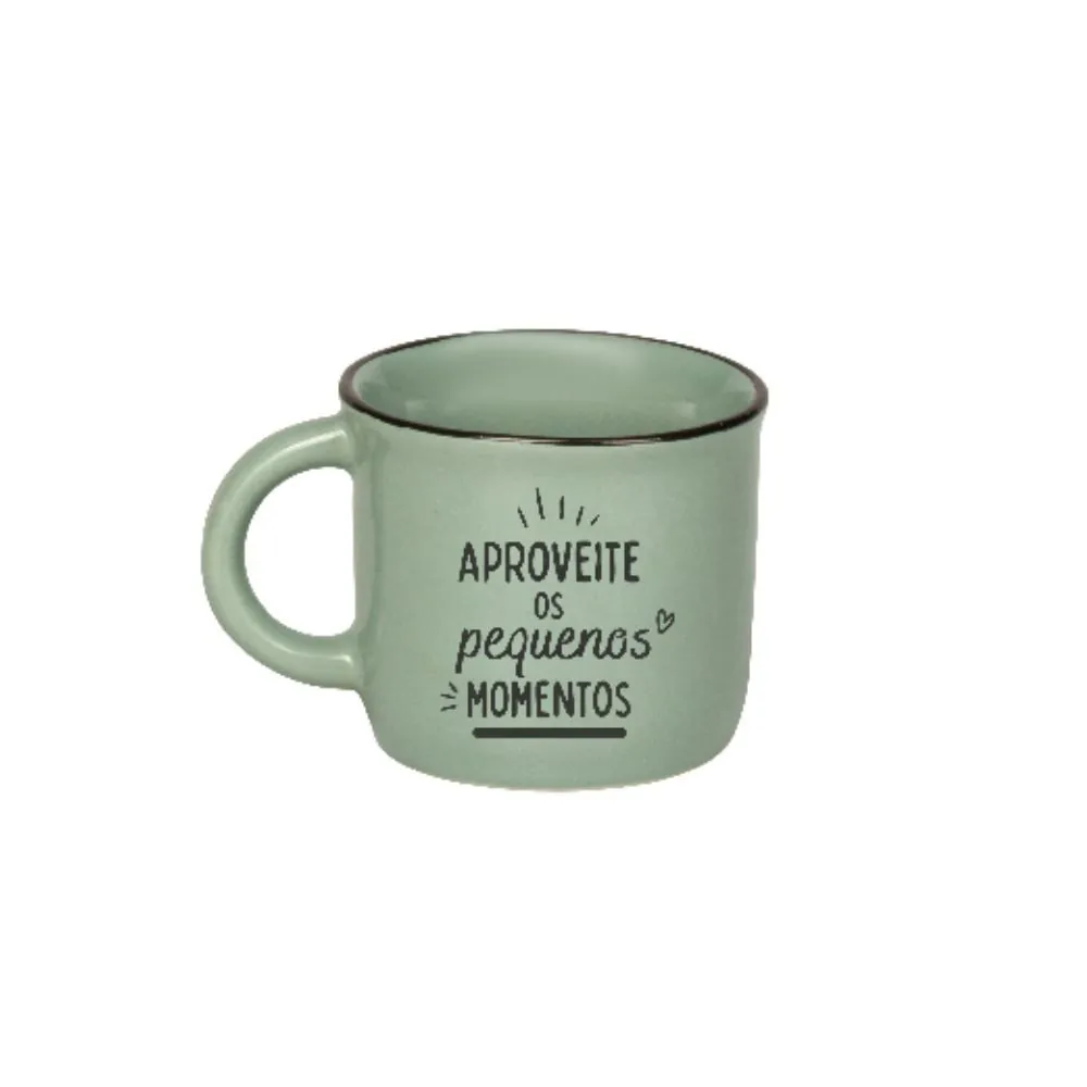 Caneca de Cerâmica Vintage Estampada 60Ml - Verde Claro