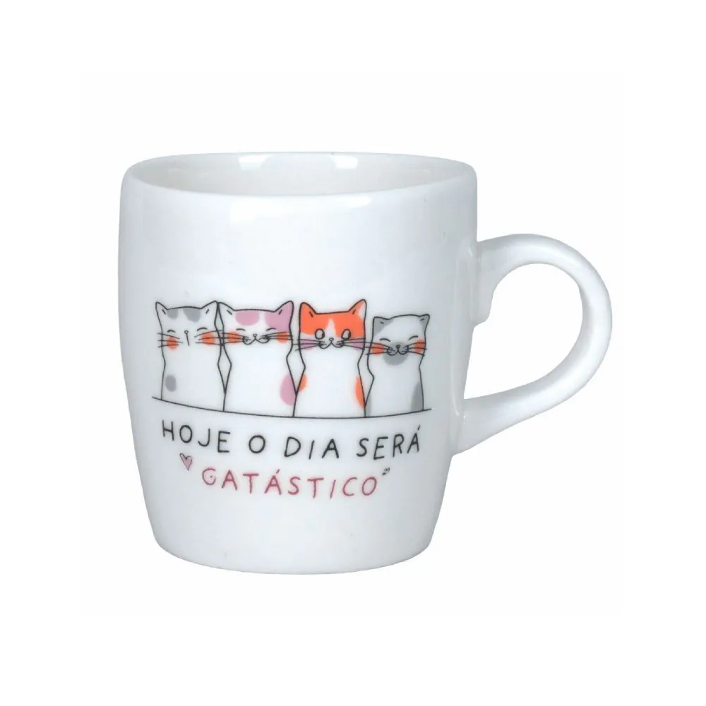 Caneca de Porcelana Estampada 230 ml - Hoje o Dia Será Gatástico