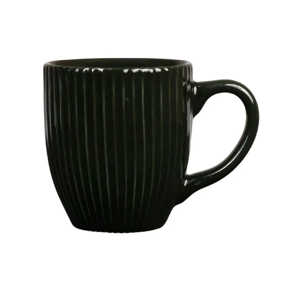 Caneca Porcelana Canelada Elegance 300Ml - Preto