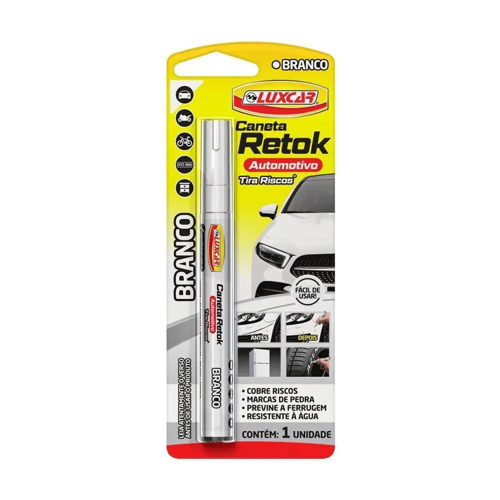 Caneta Retok Automotivo Tira Riscos Luxcar Branco