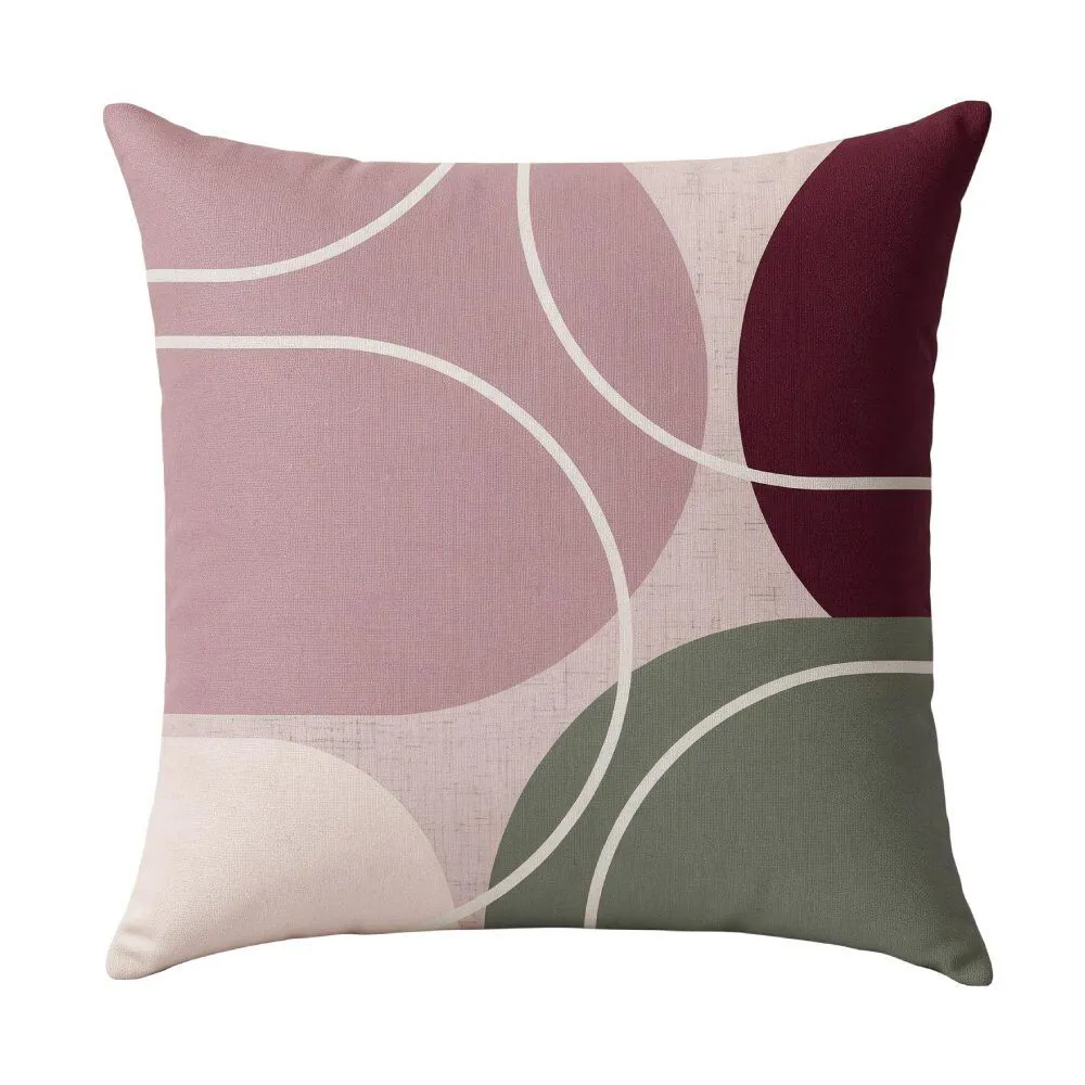 Capa de Almofada Veludo 43X43cm Estampada - Círculos Rosa