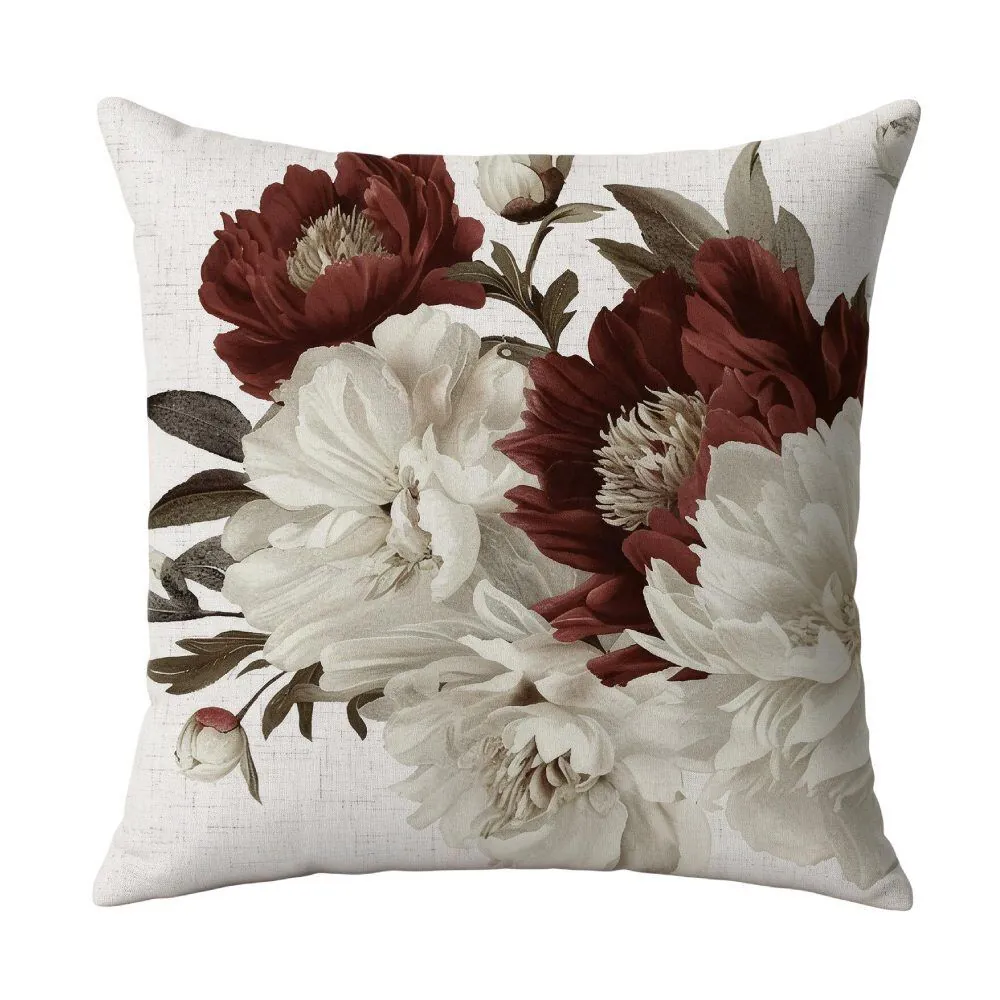 Capa de Almofada Veludo 43X43cm Estampada - Floral Bordo