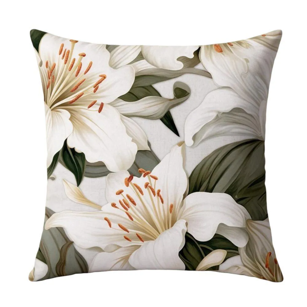 Capa de Almofada Veludo 43X43cm Estampada - Lírio
