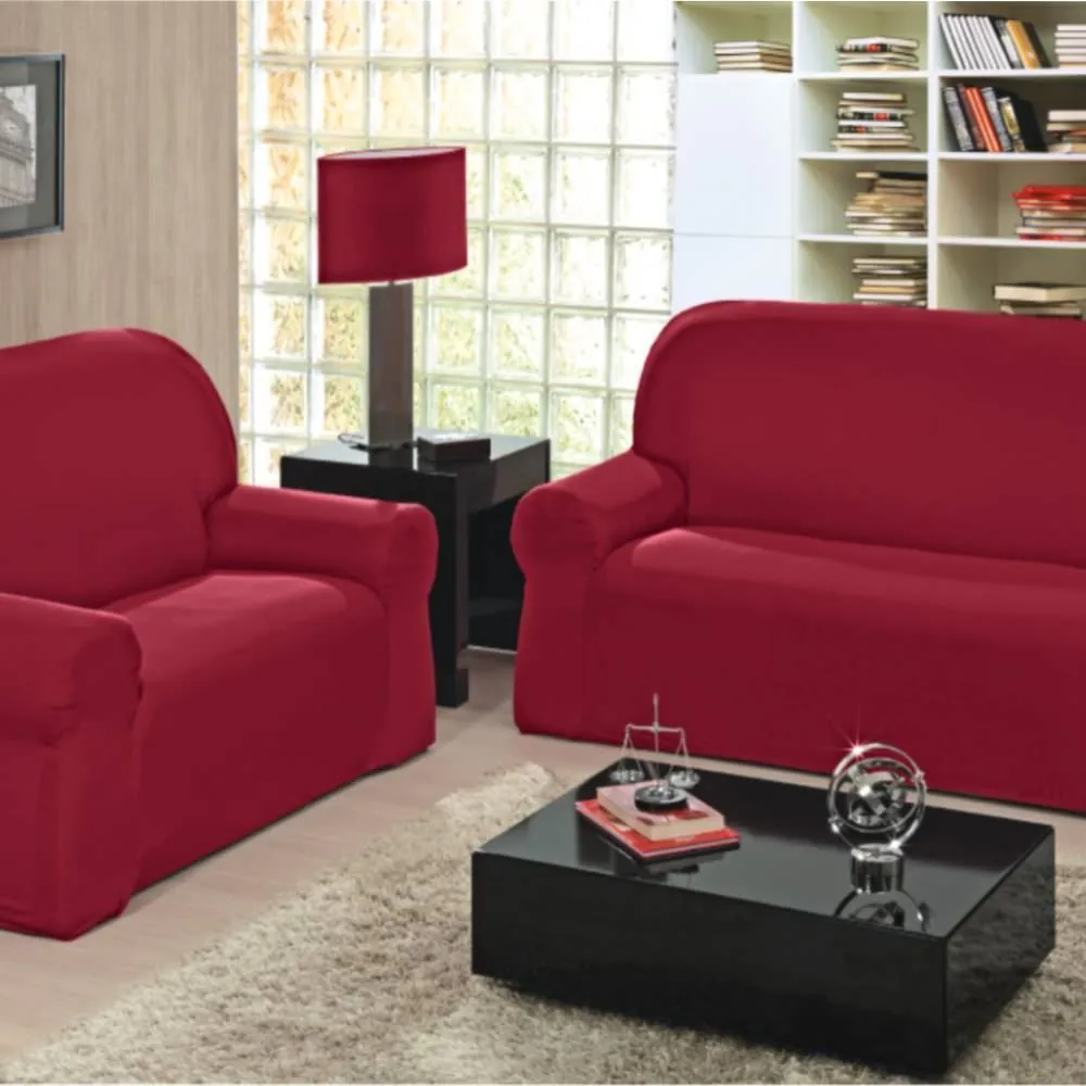 Capa Sofá de 2 e 3 Lugares Veneza - Bordô