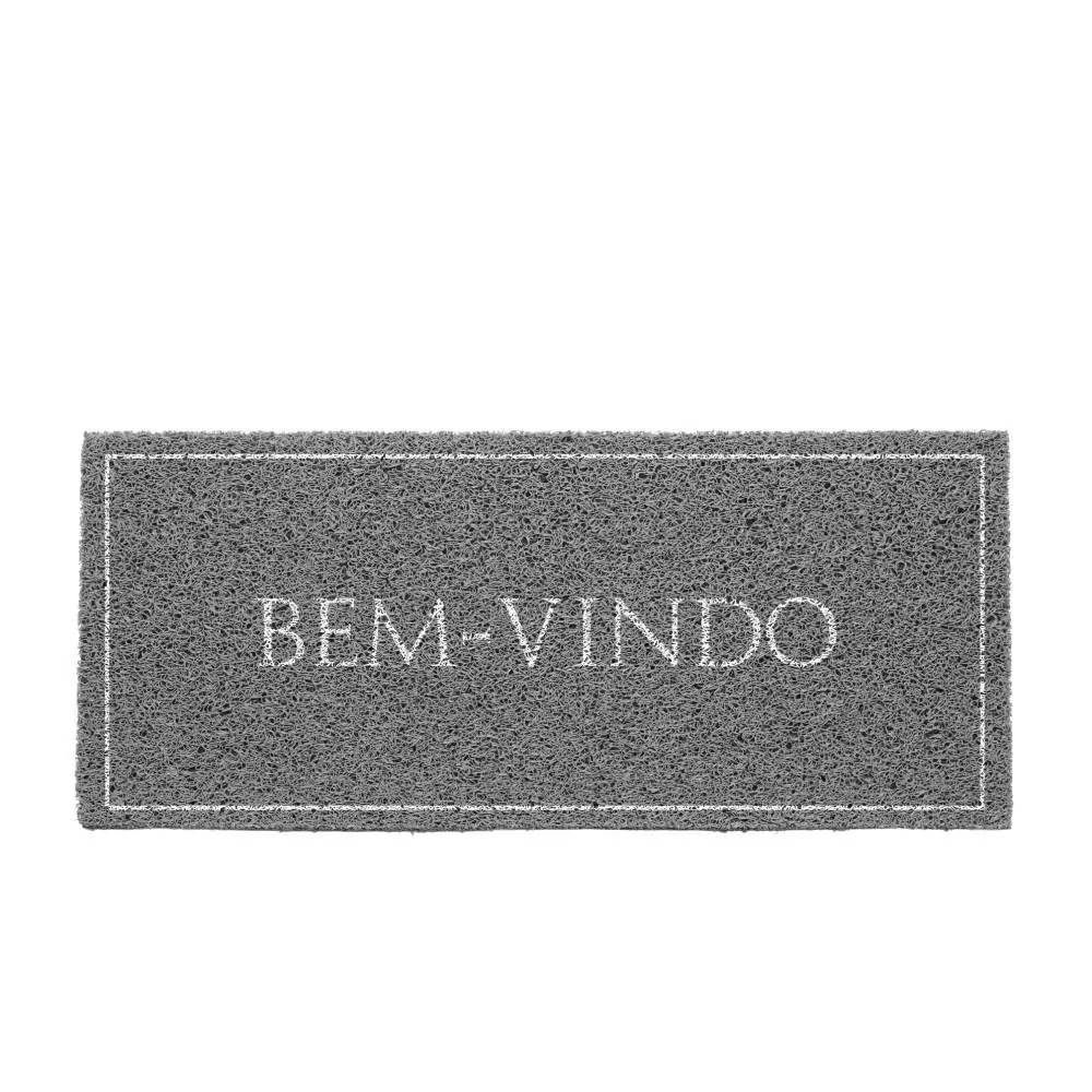 Capacho para Porta de Entrada 30X70 Cm Vinil Long - Cinza Bem Vindo