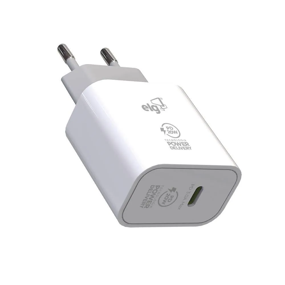 Carregador de Parede Elg 3A Power Delivery Tipo C 20W Wcpd - Bivolt