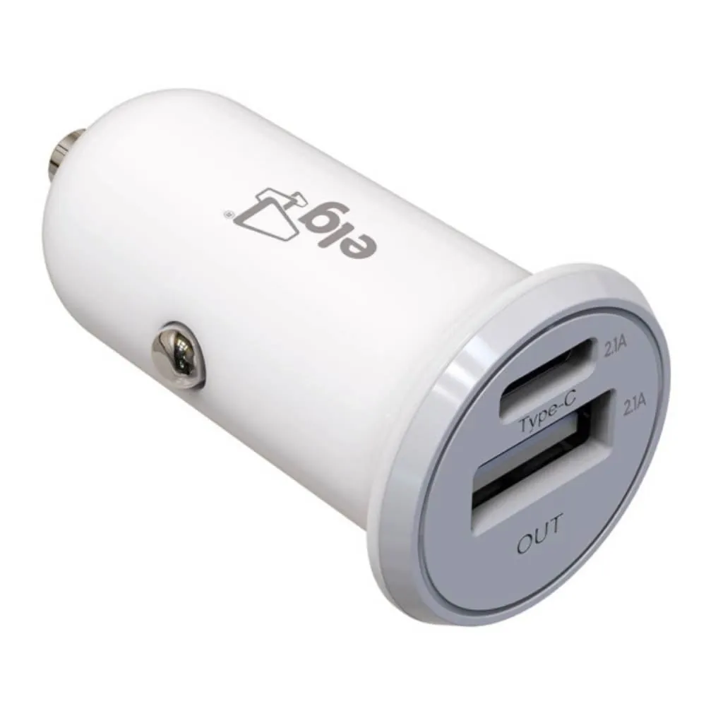 Carregador Veicular com 2 Portas 2.1A Tipo C e Usb-A Elg