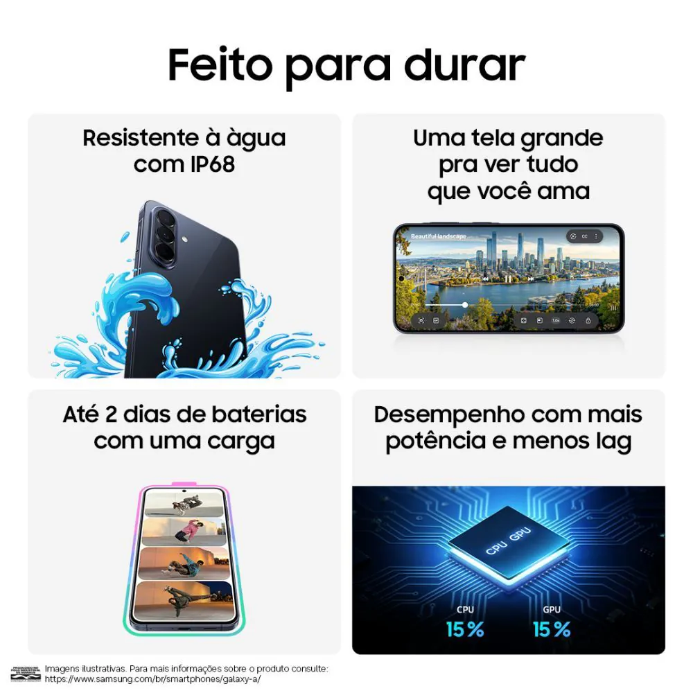 Celular Samsung Galaxy A57 5G 256Gb 8Gb Ram Recursos Ai Câmera 50Mp - Cinza
