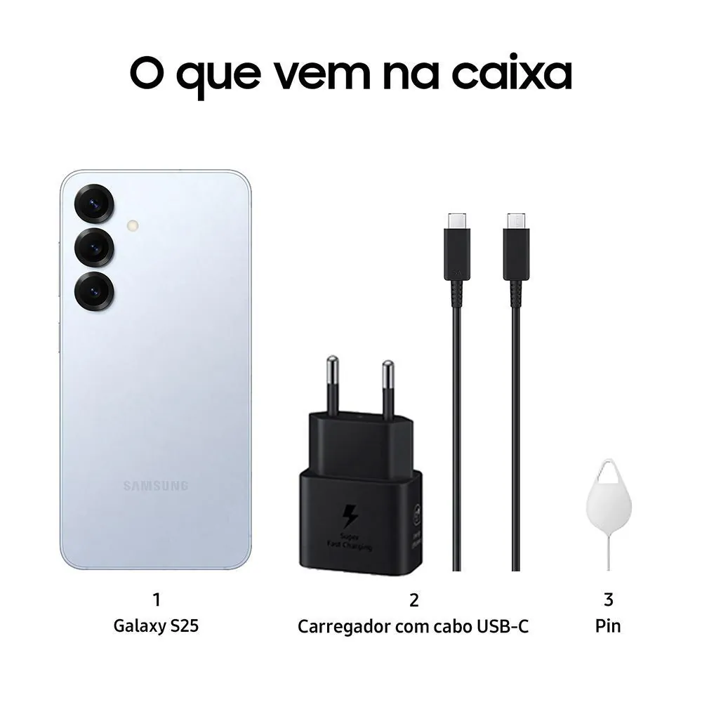 Celular Samsung Galaxy S25 5G 256Gb 12Gb Câmera Tripla - Azul Claro