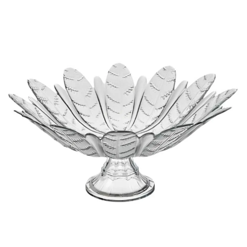 Centro de Mesa Folhas com Pé 39Cm Vitazza - Transparente