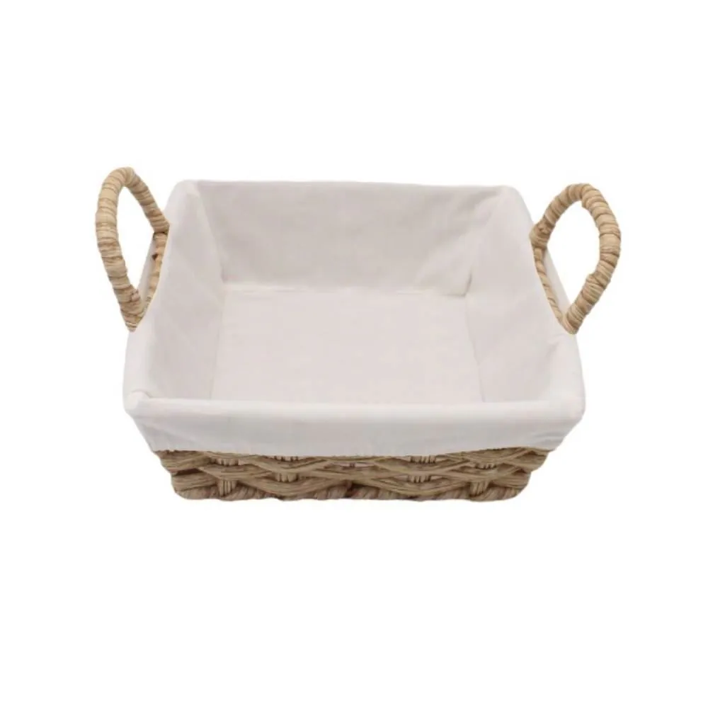 Cesta de Pão Quadrada com Alça 24Cm - Tecido Natural