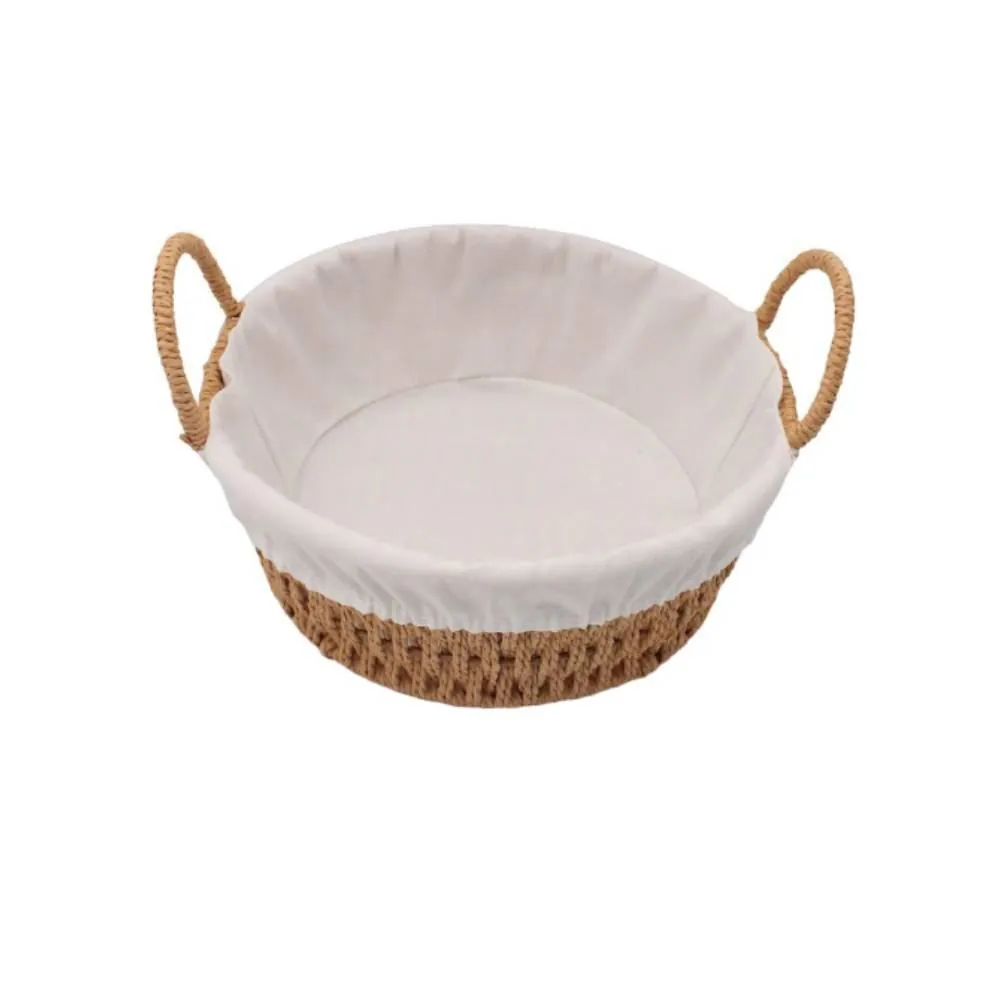 Cesta de Pão Redonda com Alça 23Cm - Tecido Natural
