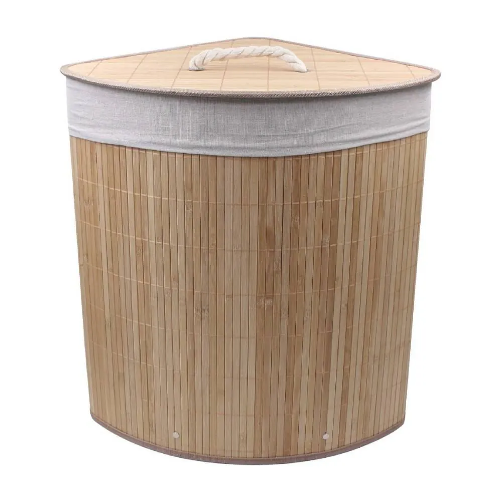 Cesto de Canto para Roupas Dobrável 40 Litros - Bambu