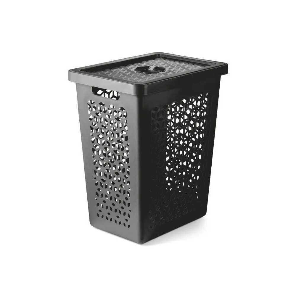 Cesto Organizador com Tampa 55 Litros - Preto