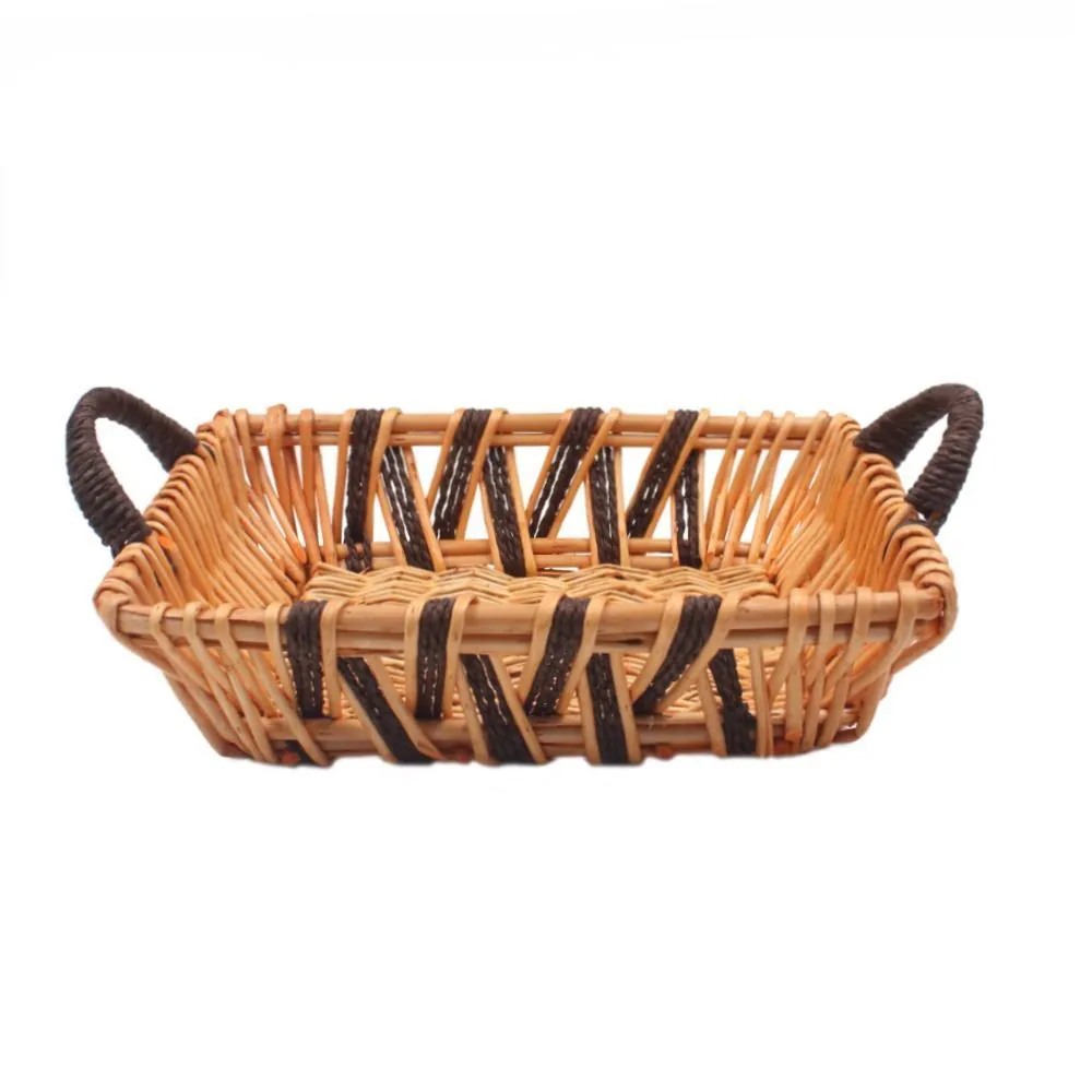 Cesto Retangular com Alça Vime 37 Cm - Marrom