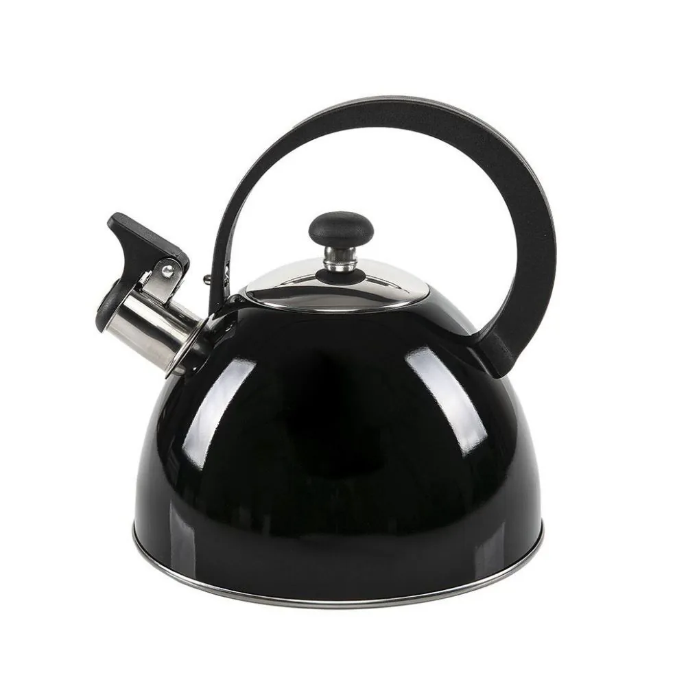 Chaleira com Apito Aço Inox 2,5 Litros - Preto Espelhado