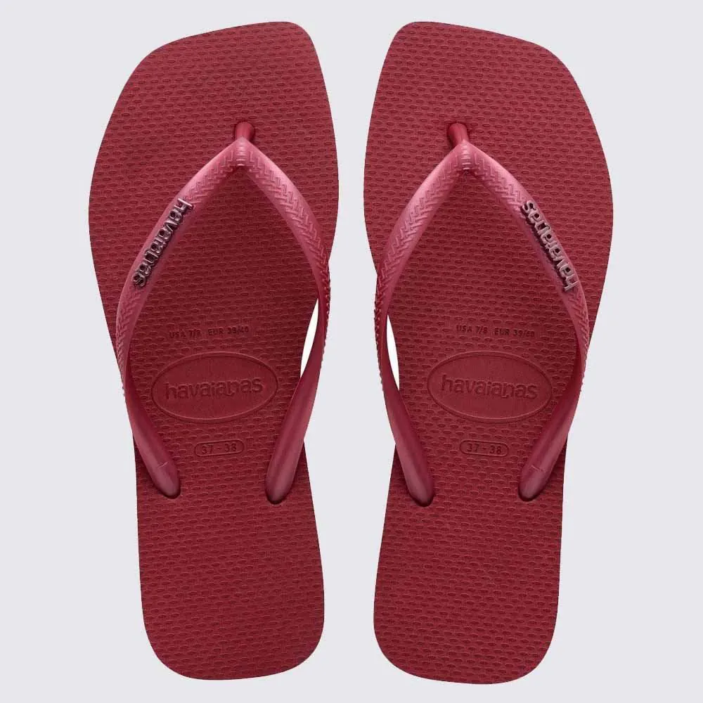 Chinelo Havaianas Feminino Slim Square Logo Metallic Amaranto