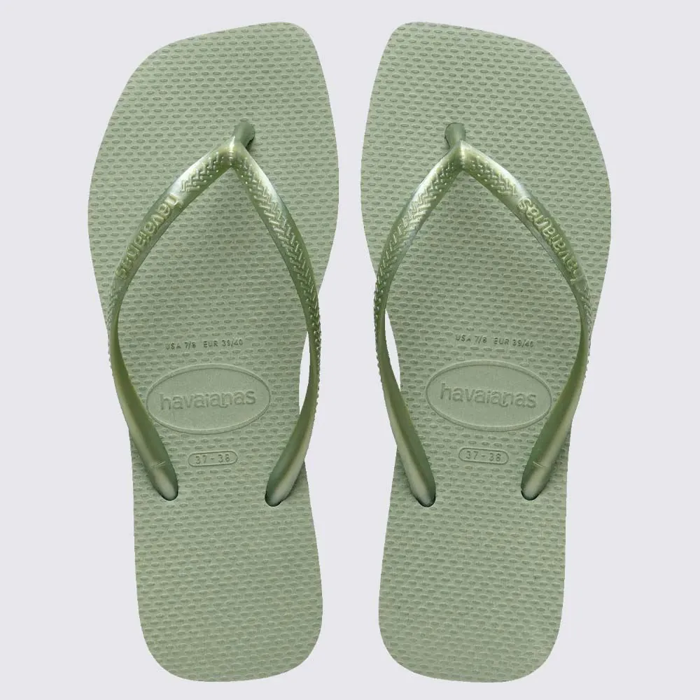 Chinelo Havaianas Feminino Slim Square Smoke Green