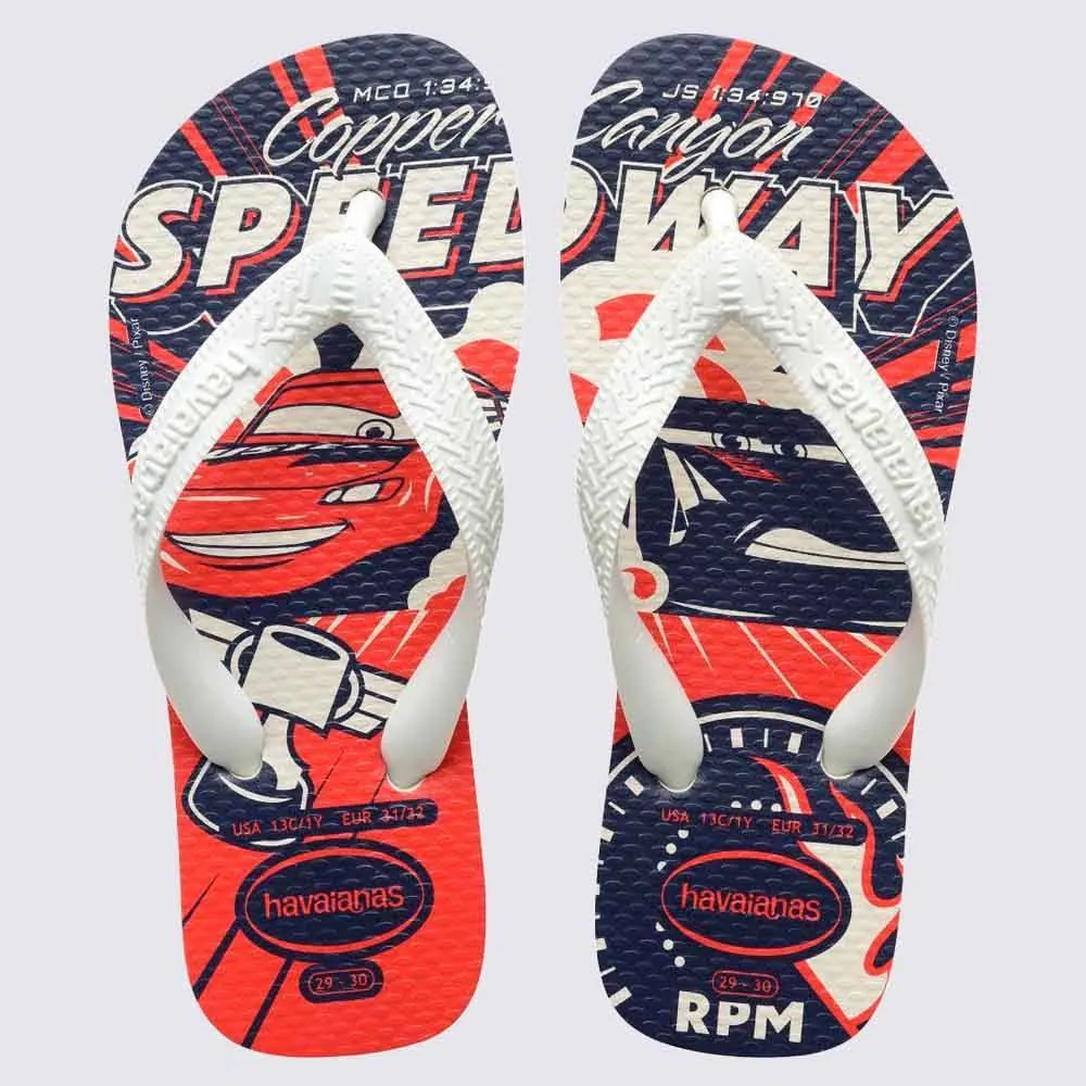 Chinelo Havaianas Infantil Carros Disney Branco