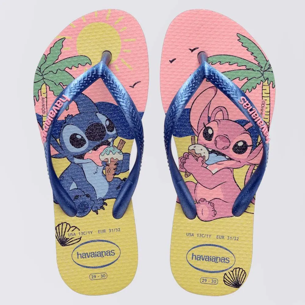 Chinelo Havaianas Infantil Stitch Slim Disney Buttercream