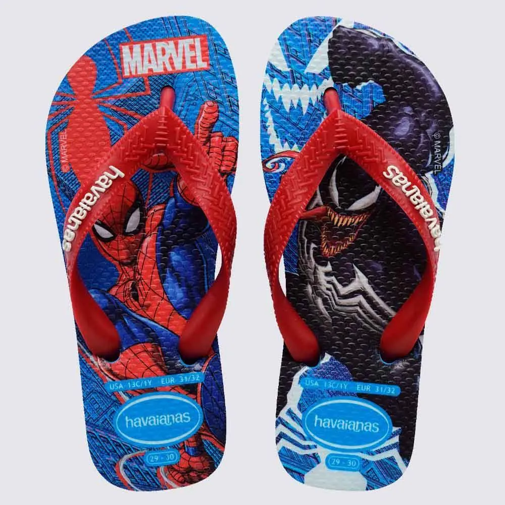 Chinelo Havaianas Infantil Top Marvel II Azul Brilhante