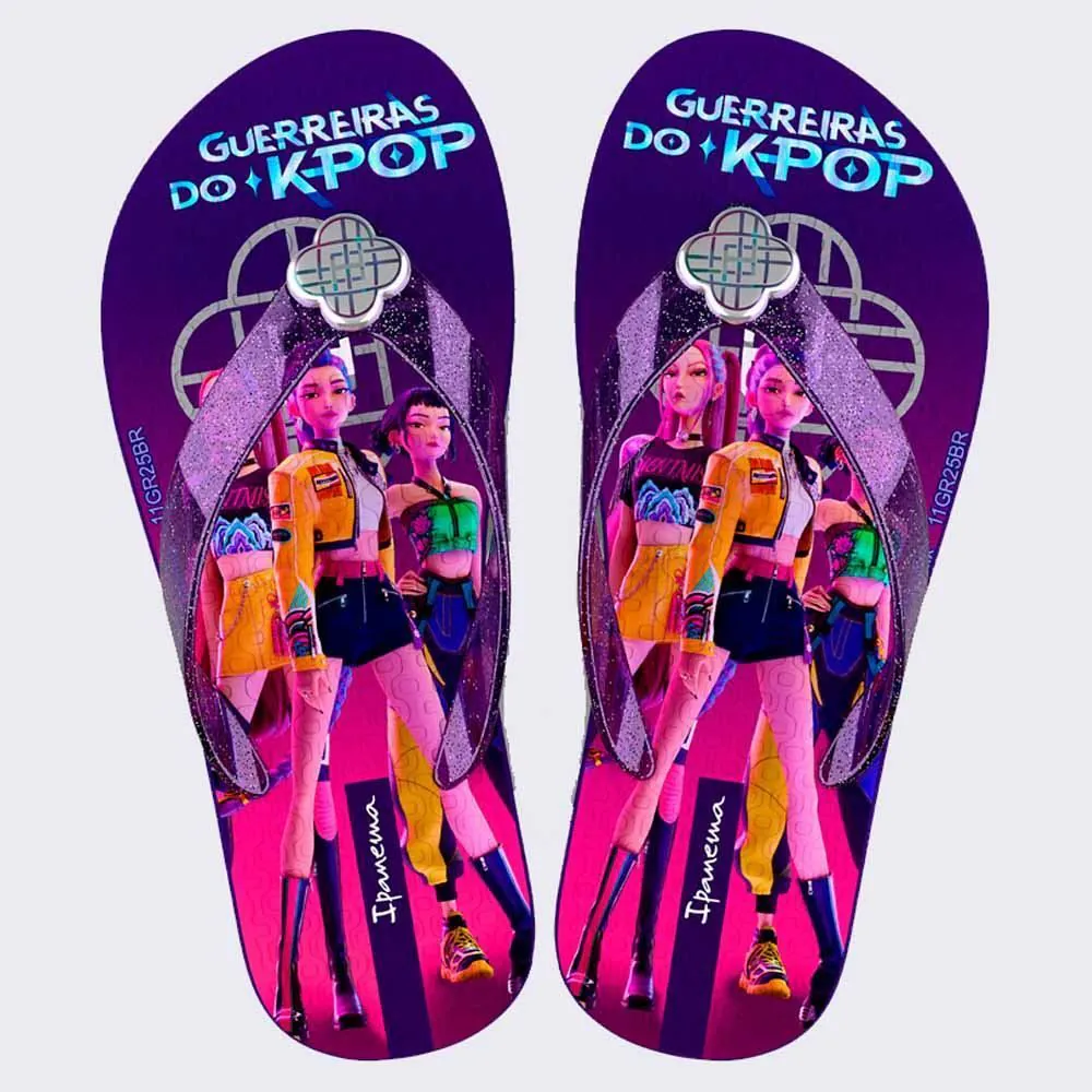 Chinelo Infantil Guerreiras do K-pop Ipanema Roxo/Rosa