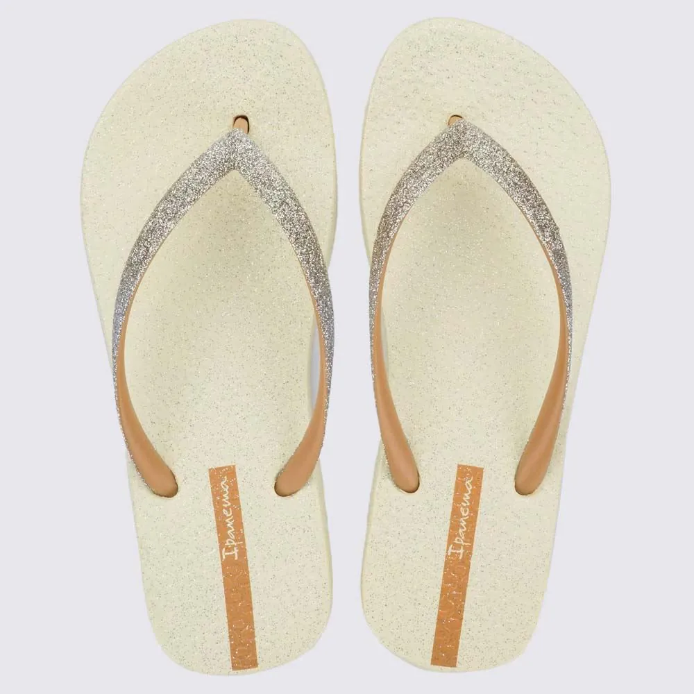 Chinelo Ipanema Feminino Power Glitter Bege/Glitter/Marrom