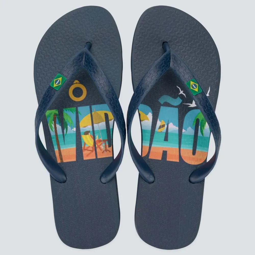 Chinelo Ipanema Unissex Azul/Azul/Laranja
