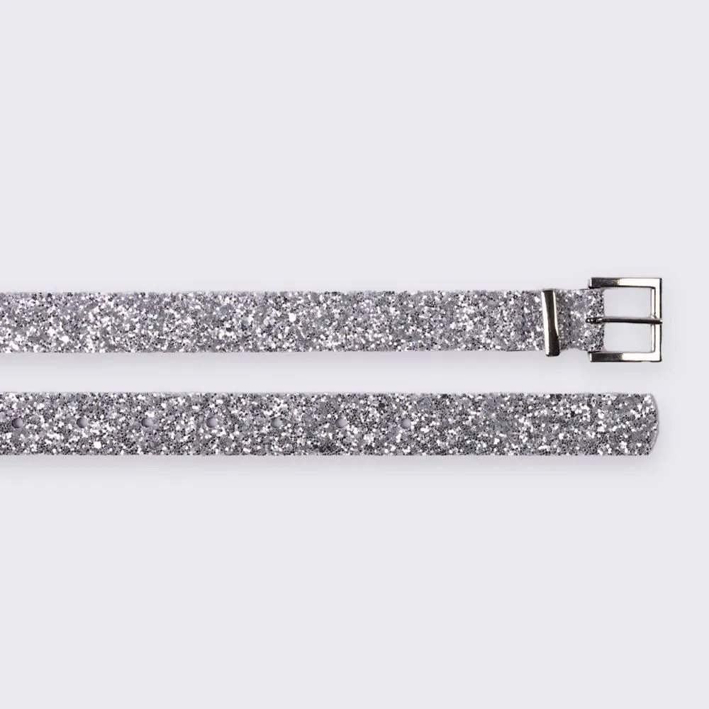 Cinto Feminino com Glitter Boby Blues Prata