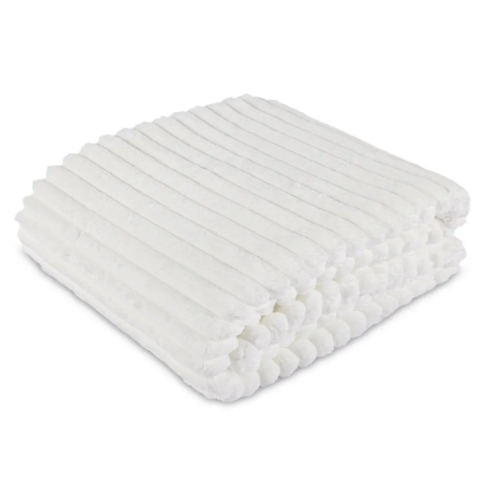 Cobertor King 100% Poliéster Premier Canelado - Off White