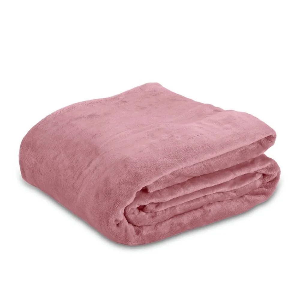 Cobertor King Premier Liso 100% Poliéster - Rosa Pétala