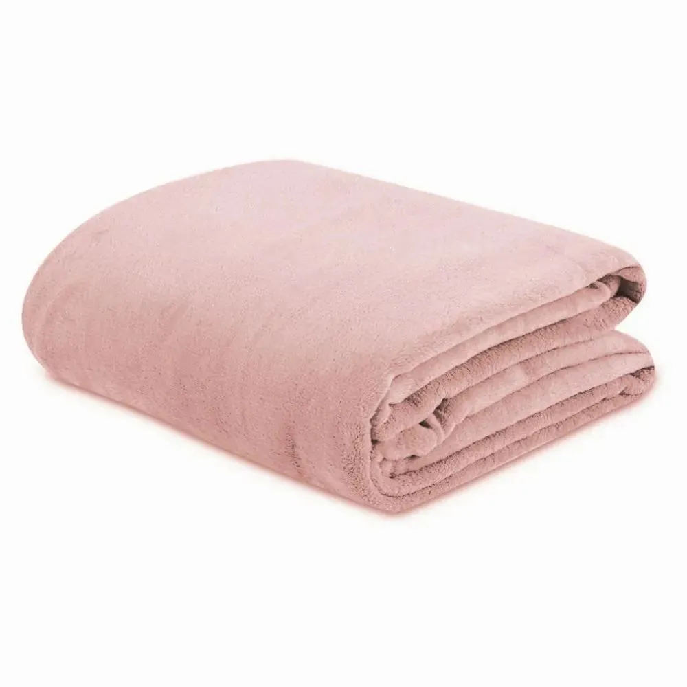 Cobertor Queen Microfibra Liso Paris 1 Pç - Rosa Petala