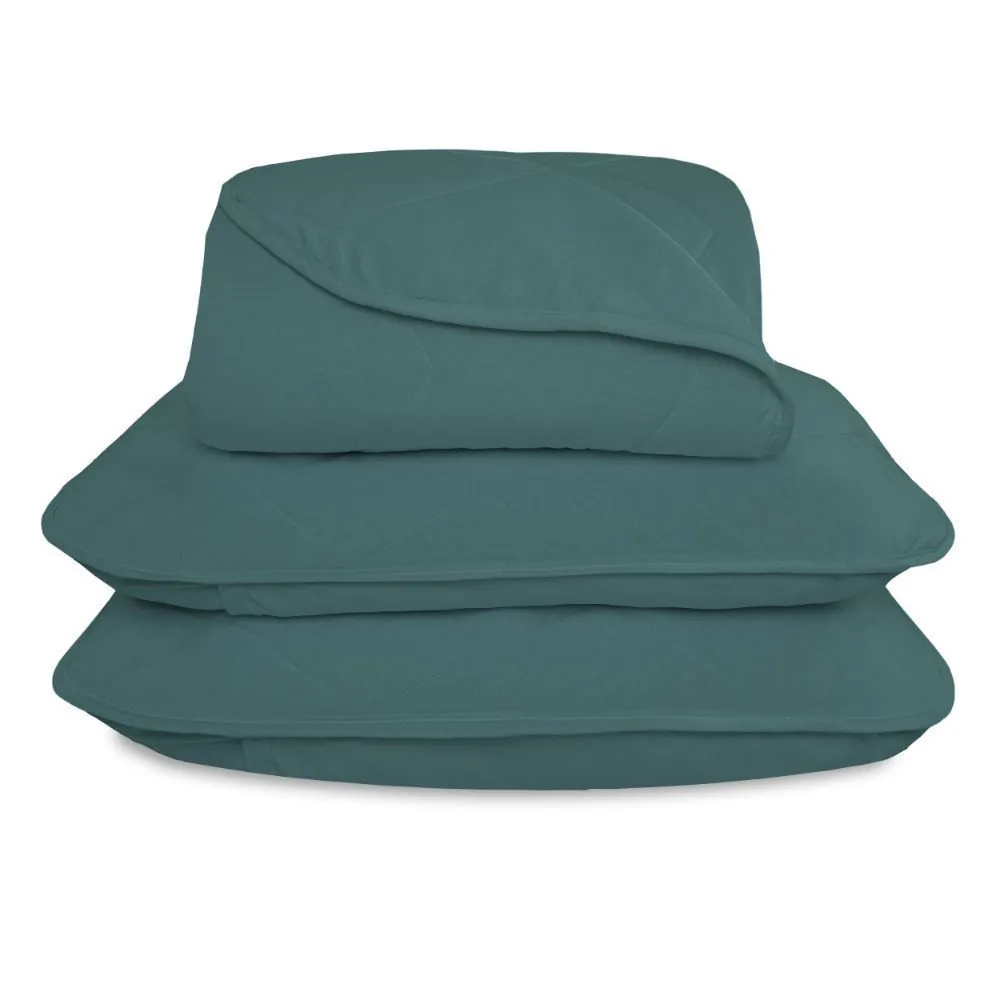 Cobre Leito Casal Liso 3 Peças - Verde Inglês