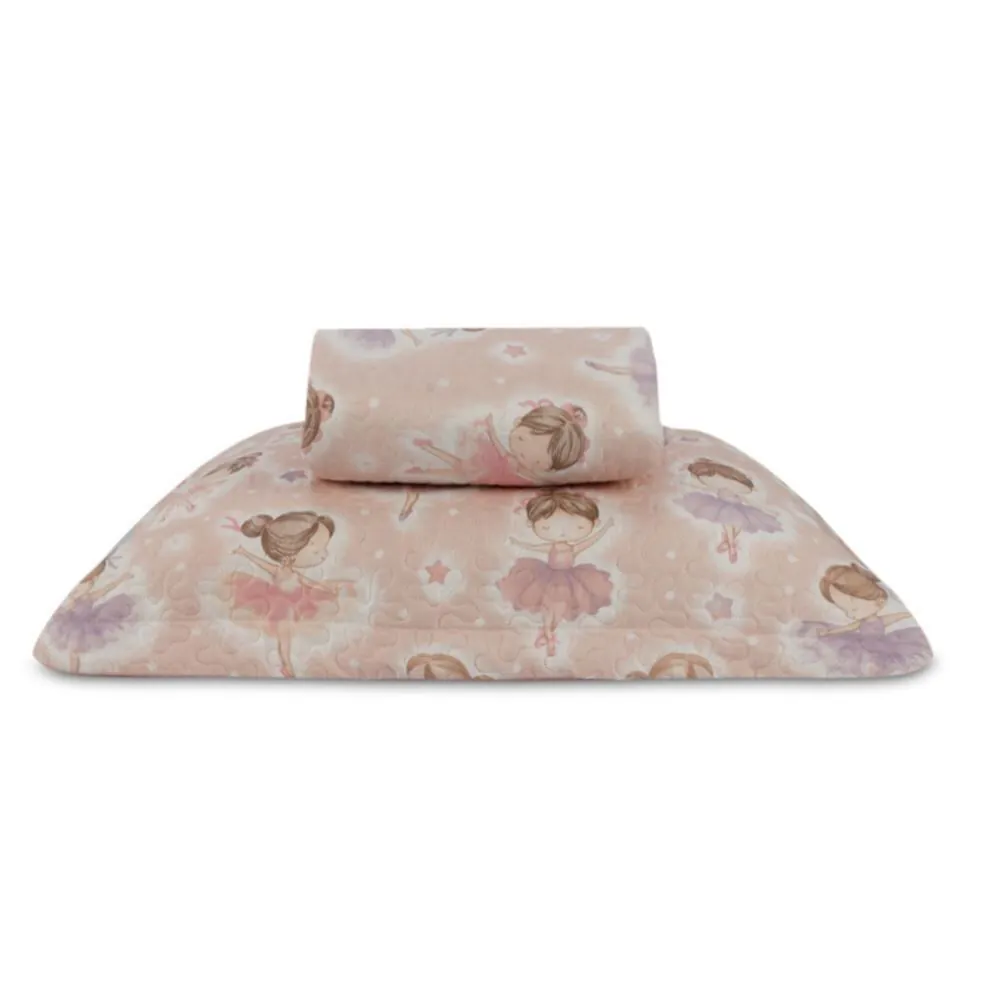 Kit Colcha Solteiro Dupla Face Matelado Kids 2 pçs - Bailarinas