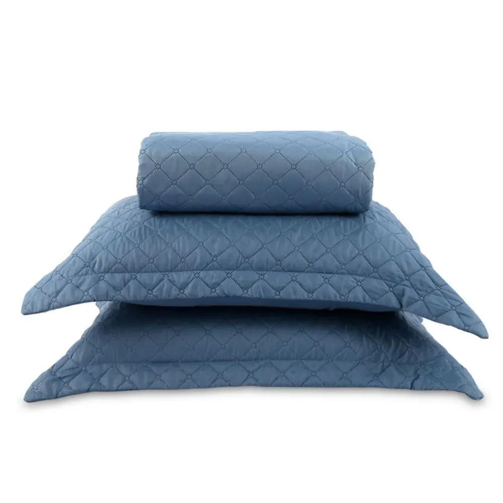 Kit Colcha King Lisa Versalhes/Napoli 3 pçs - Azul