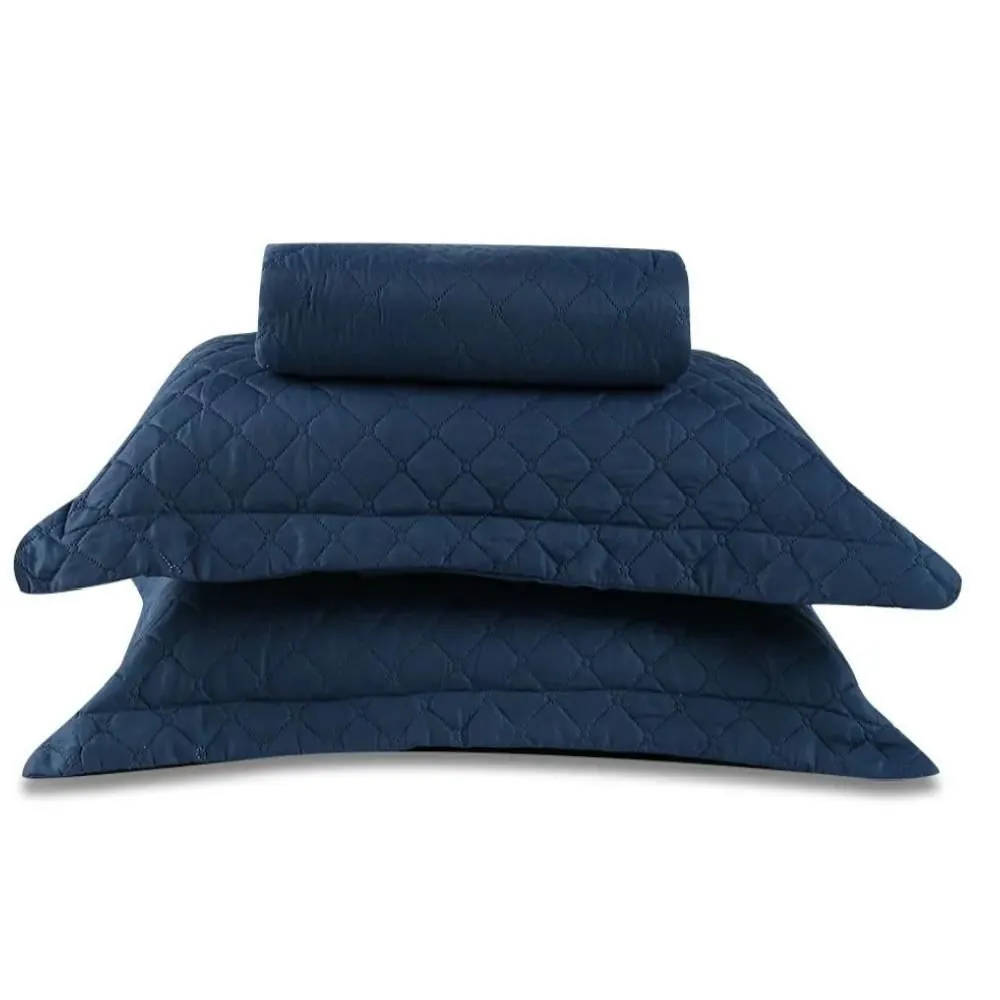 Kit Colcha King Lisa Versalhes/Napoli 3 Peças - Azul Jeans
