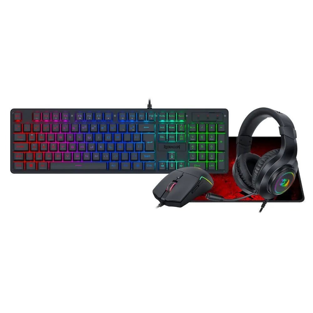Combo Gamer Redragon Gaming Essentials S166 Rgb 4 em 1