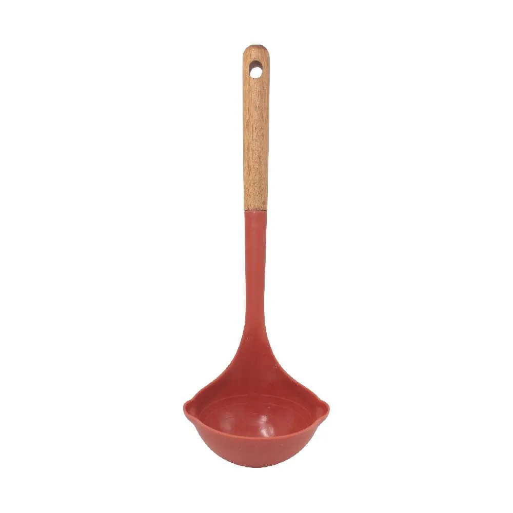 Concha de Silicone com Cabo de Madeira 31,6 Cm - Vermelho