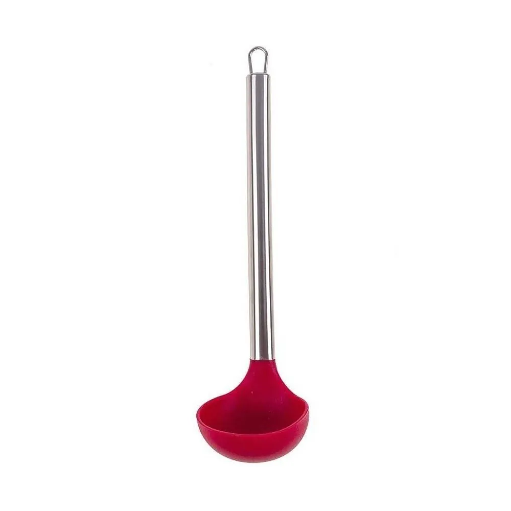 Concha Silicone com Cabo Inox 30Cm - Vermelho