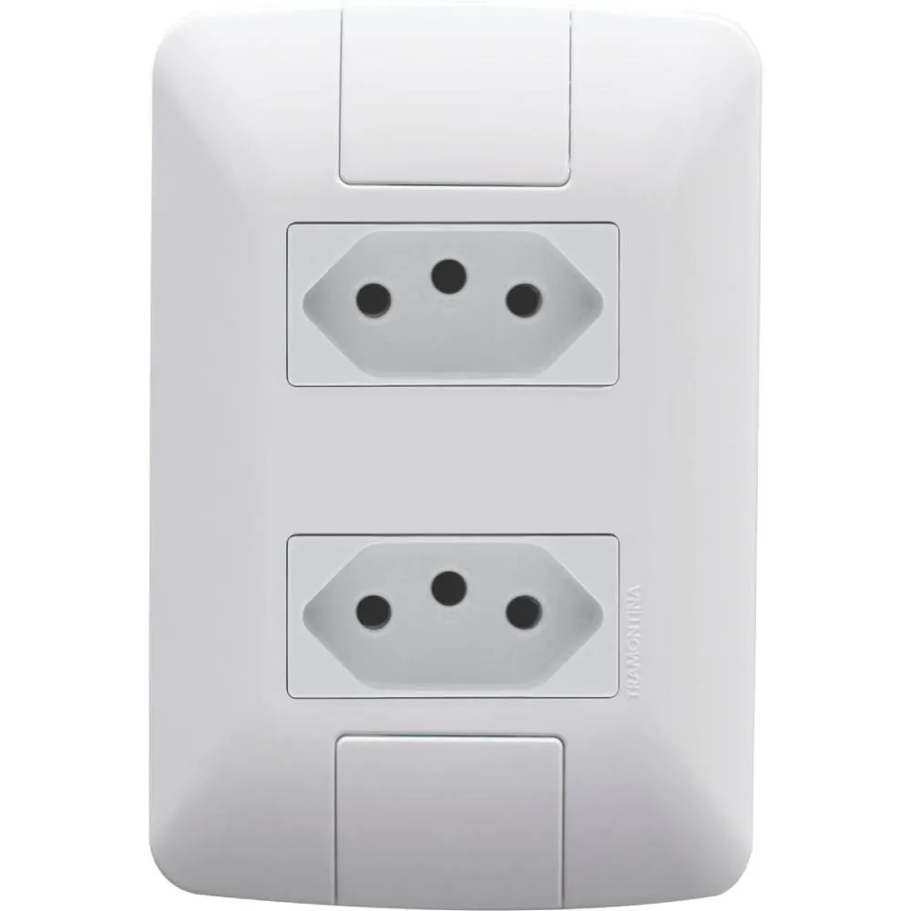 Conjunto 4X2 com 2 Tomadas 2P+T Tramontina Aria 10 a 250V