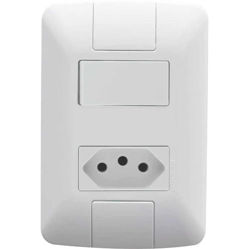 Conjunto1 Interruptor e 1 Tomada Simples 6 a 250 V Tramontina - 57241064