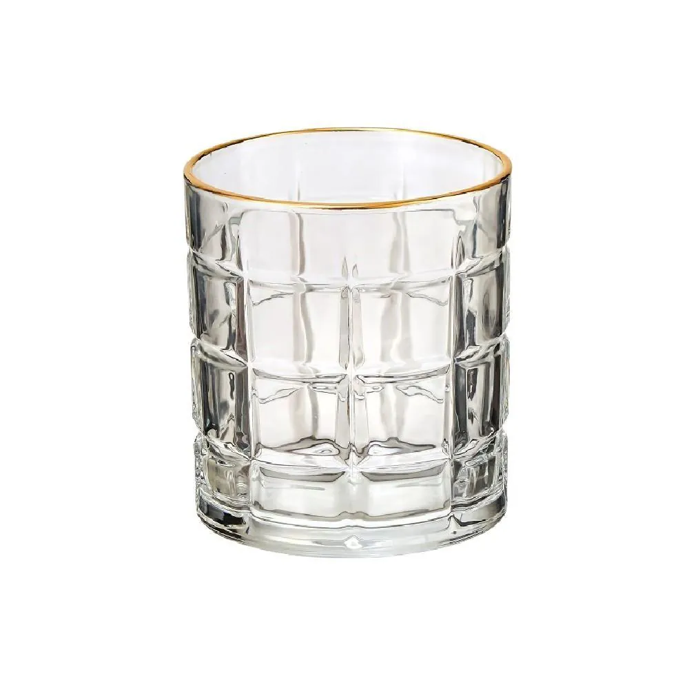 Copo Baixo de Vidro com Filete Dourado Hauskraft - 360ml