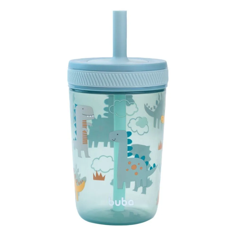 Copo com Canudo Antivazamento Magic 400Ml Buba - Dino