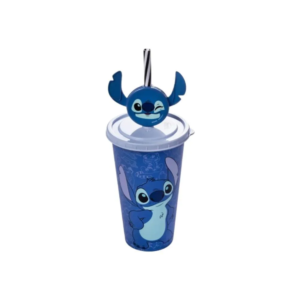 Copo com Canudo e Pin Stitch Plasútil - 500Ml