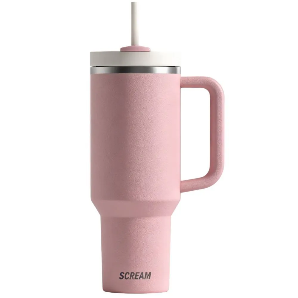 Copo Térmico com Canudo e Alça Rosa Scream - 1,2 Litros