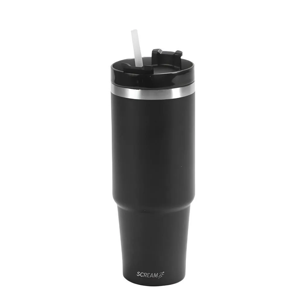 Copo Térmico com Canudo Preto Scream - 900Ml