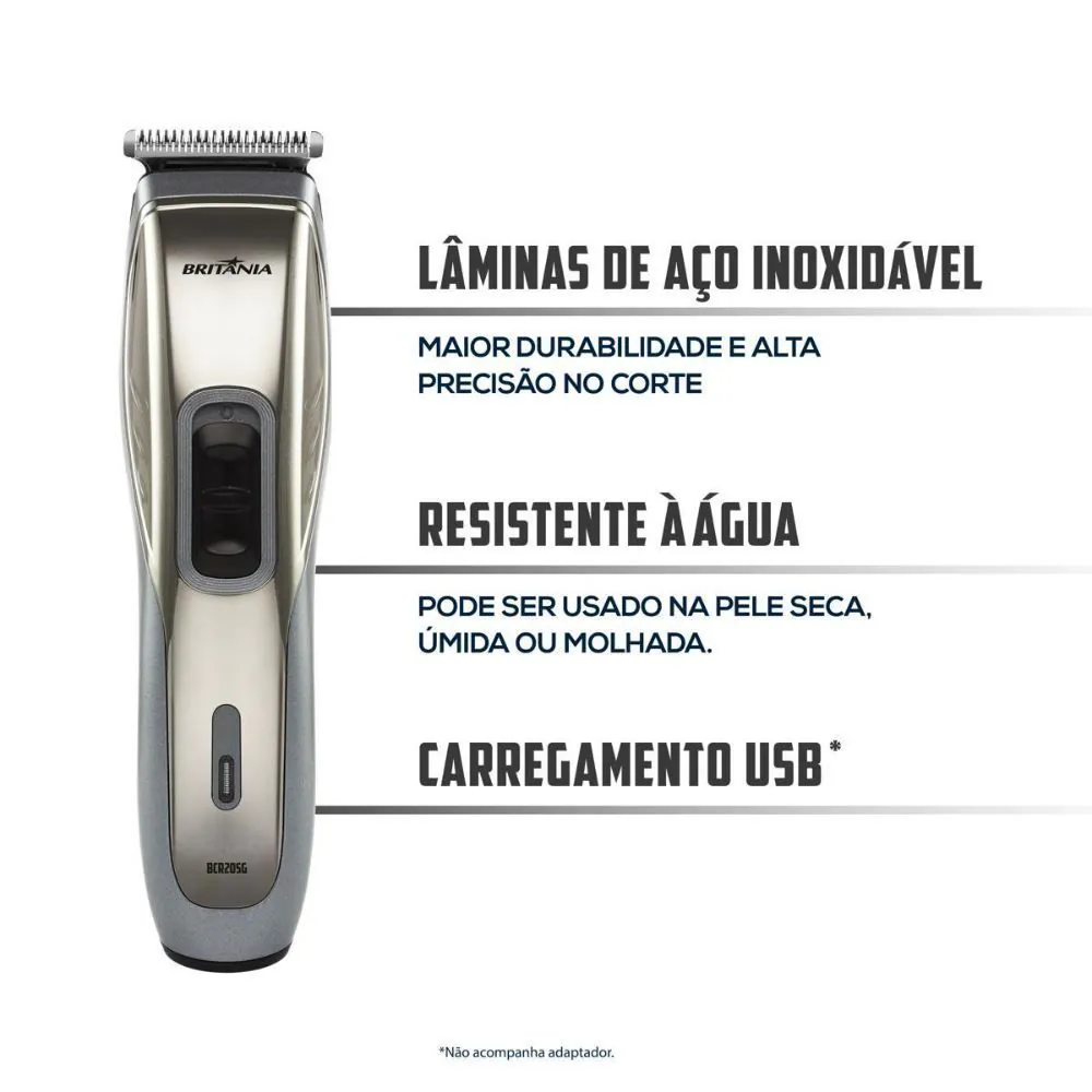 Máquina de Cortar Cabelos Britânia Bcr20sg Sem Fio - Bivolt